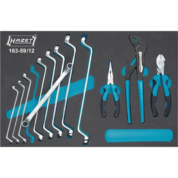 HAZET Werkzeugsatz Doppel-Ringschlüssel / Zangen / Außen-Doppel-Sechskant Profil - Werkzeugsortiment