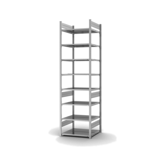 HOFE, rack à dossiers, module base 750x600 mm, 8 tab. zing., 90 kg de charge - Rack à dossiers à deux côtés