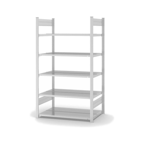 HOFE file rack basic bay 1,000x600 mm, 5 light grey shlvs, 90 kg load - Double-sided file rack