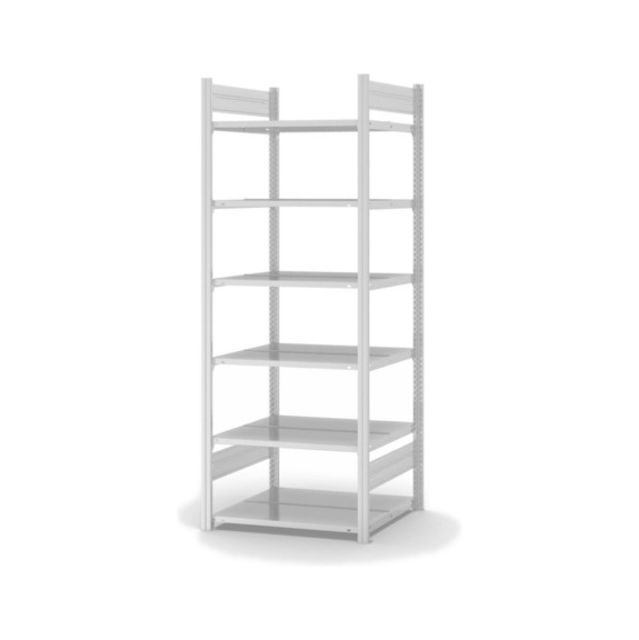 HOFE, rack à dossiers, module base, 750x600 mm, 6 tab gris clair, 90 kg charge - Rack à dossiers à deux côtés