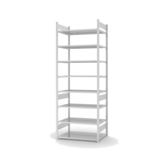 HOFE file rack basic bay 1,000x600 mm, 8 light grey shelves, load cap. 90 kg - Double-sided file rack