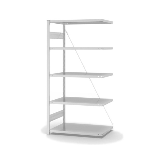 HOFE, étag stockage, mod ext 1 000x600 mm, 5 tab gris clair, 240 kg, HKA20610XM - Etagère de stockage à un côté