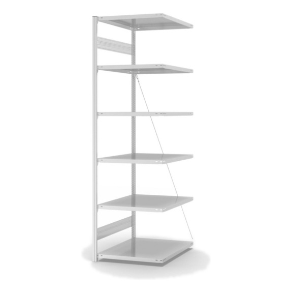 HOFE Module ext. pr étag. stock. 750x800 mm, 6 tabl. gris cl., 130 kg HKA25807XL - Etagère de stockage à un côté