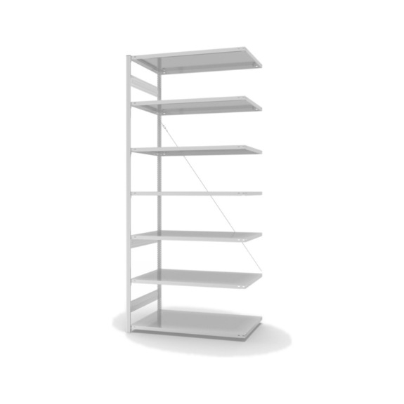 Module extens. rayonnage HOFE 1 300x800 mm, 7 tabl. gr. clr, cap. charge 190 kg - Etagère de stockage à un côté