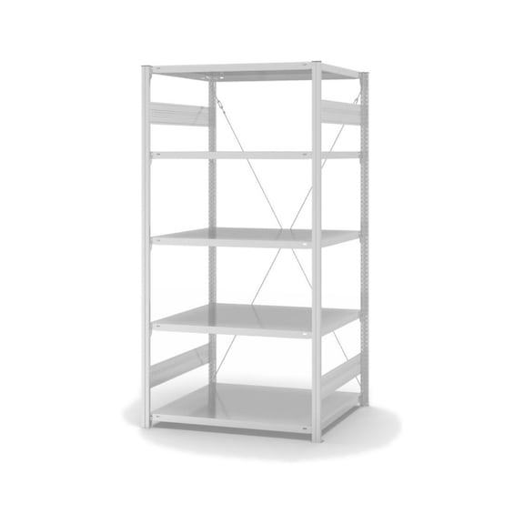 HOFE shelving rack basic bay 1,000x800 mm 5 shelves light grey 130 kg HKG20810XL - Single-sided shelving rack