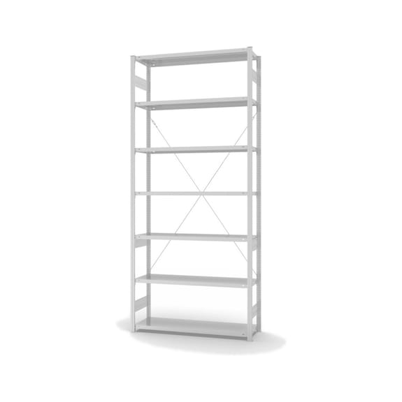 Etagère stock mod base HOFE 1 300x400 mm, 7 tab gris cl., 180 kg HKG30413XL - Etagère de stockage à un côté
