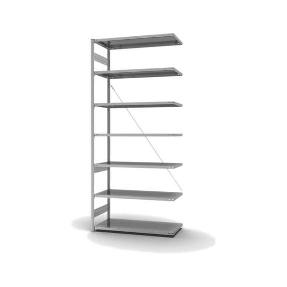 Etagère stockage HOFE, module ext 1300x600 mm, 7 tab zing, charge 190 kg - Etagère de stockage, simple face