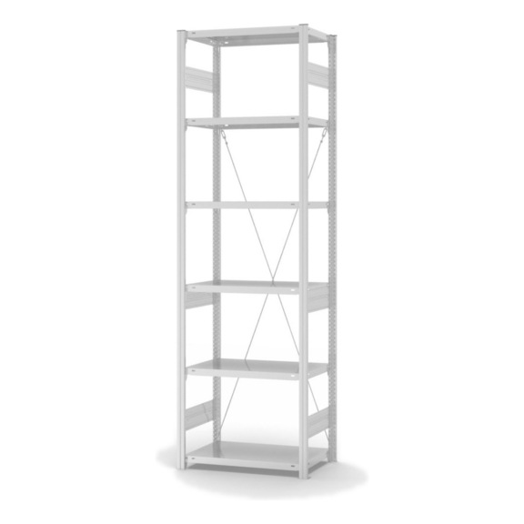 Raft dosare, cel. bază HOFE 750x400 mm, 6 rafturi gri deschis, 225 kg HKG25407XM - Unitate de rafturi cu o latură