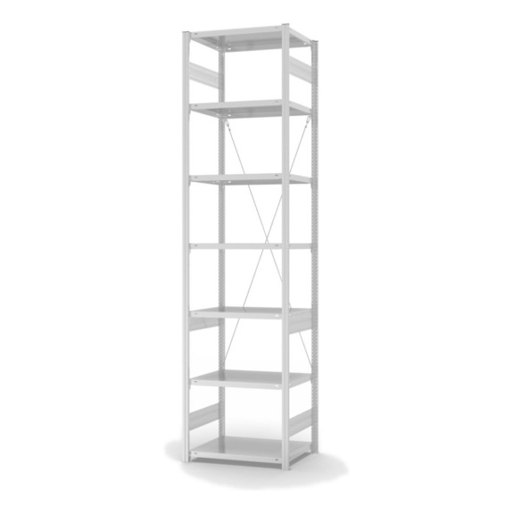 HOFE, étag stockage, mod base 750x500 mm, 7 tab gris clair 230 kg charge - Etagère de stockage à un côté