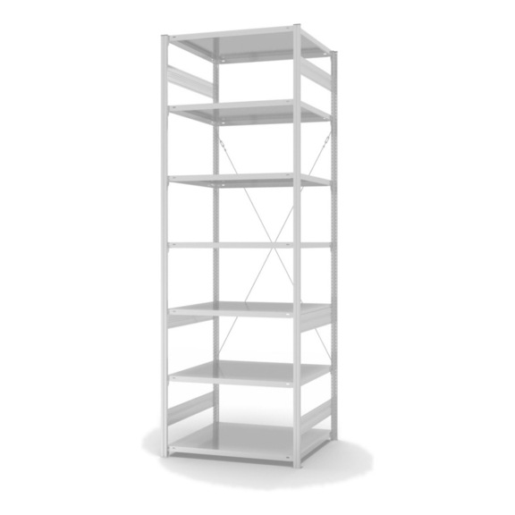 Module base pr rayonnage HOFE 1 000x800 mm, 7 tabl. gr. clr, 230 kg HKG30810XM - Etagère de stockage à un côté