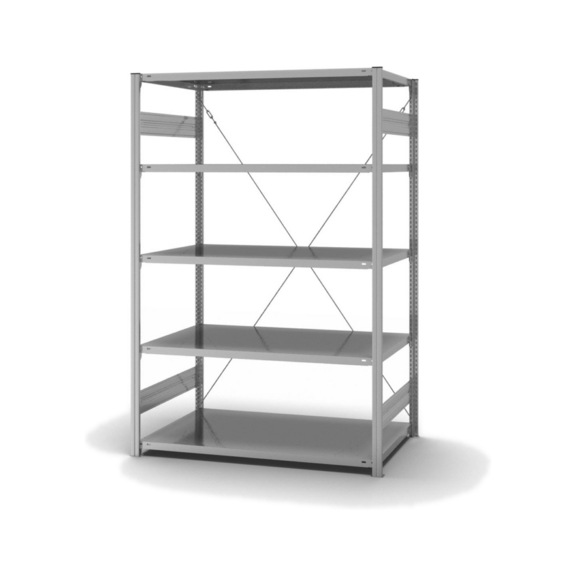 HOFE étagère stockage, module base 1 300x800 mm, 5 tab zing, charge 1600 kg - Etagère de stockage, simple face