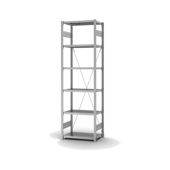 HOFE shelving rack basic bay 750x400 mm, 6 zp. shlvs, 145 kg HZG25407XL - Shelving rack, single-sided