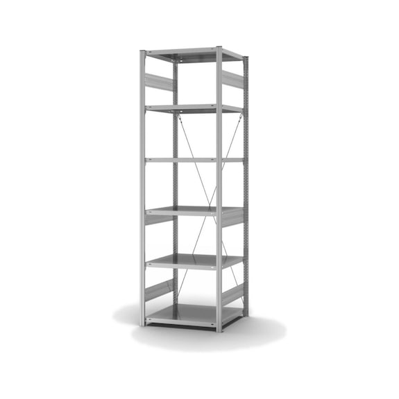 HOFE, étagère stockage, mod base 750x600 mm, 6 tab. zing., 240 kg, HZG25607XM - Etagère de stockage, simple face