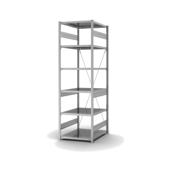 HOFE shelving rack basic bay 750x800 mm, 6 zp. shlvs, 230 kg HZG25807XM - Shelving rack, single-sided