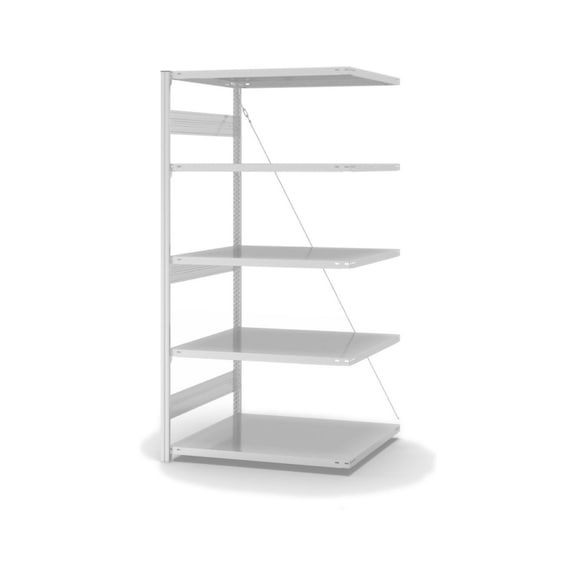 HOFE Fachbodenregal-Anbaufeld 1000x800 mm 5 Fachböden lichtgrau Traglast 330 kg - Fachbodenregal, einseitig