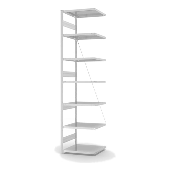 HOFE Module ext. pr étag. stock. 750x600 mm, 7 tabl. gris cl., 300 kg HKA30607XS - Etagère de stockage à un côté