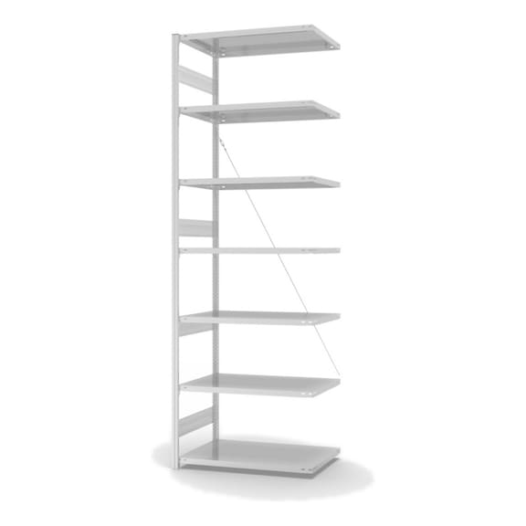 Module extens. rayonnage HOFE 1 000x600 mm, 7 tabl. gr. clr, cap. charge 330 kg - Etagère de stockage à un côté