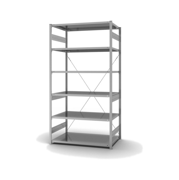 HOFE depolama rafı, temel alan 1300x800 mm, 6 çinko kap. raf, 330 kg HZG25813XS - Depolama rafı, tek taraflı