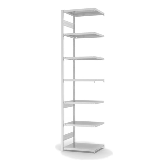 HOFE étagère stockage, module ext 750x500 mm, 7 tab gris clair charge 1300 kg - Etagère de stockage à deux côtés