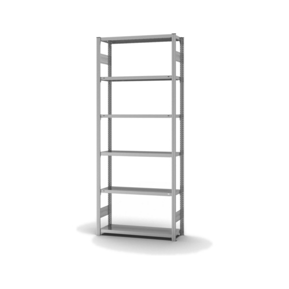 HOFE shelving rack basic bay 1,000x300 mm, 6 zp. shelves, 150 kg HZG25310AL - Double-sided shelving rack