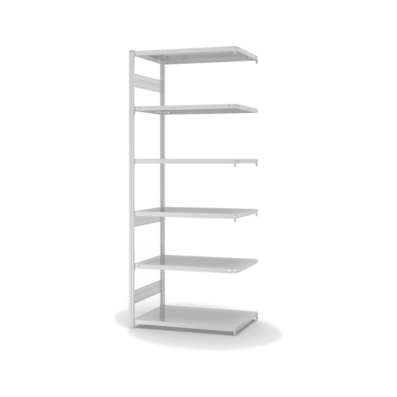 Piso supl. est. baldas HOFE 1000x600 mm, 6 baldas gris claro, cap. carga 330 kg - Estantería de baldas de una sola cara