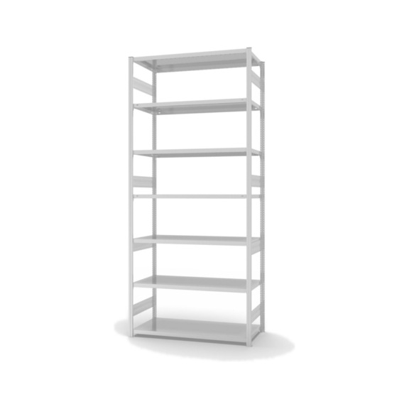 HOFE shelving rack basic bay 1,300x600 mm 7 shelves light grey 330 kg HKG30613AS - Single-sided shelving rack