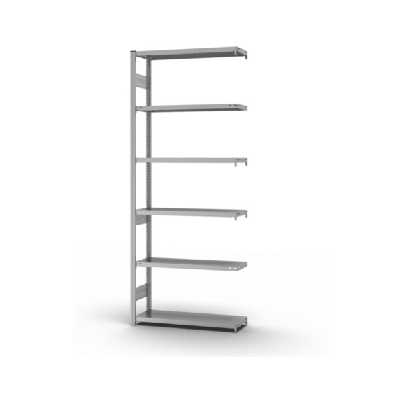 HOFE shlv. rack add-on bay 1,000x300 mm, 6 zp. shlvs, bay load 2,100 kg - Double-sided shelving rack
