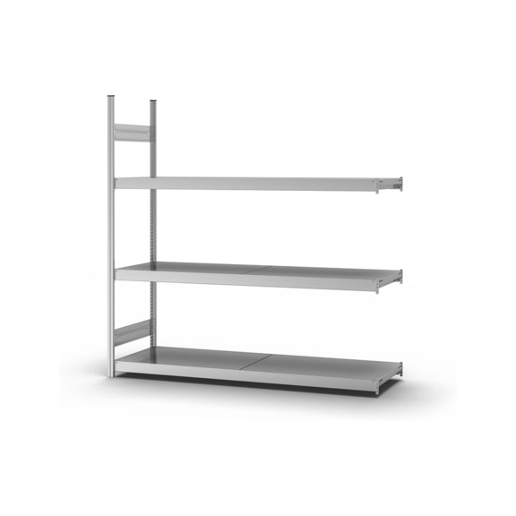Module d'extension pr grande étagère compart. HOFE 2 000x500 mm, 3 tabl. ac. ZI - Grande étagère compartimentée avec étagères en acier