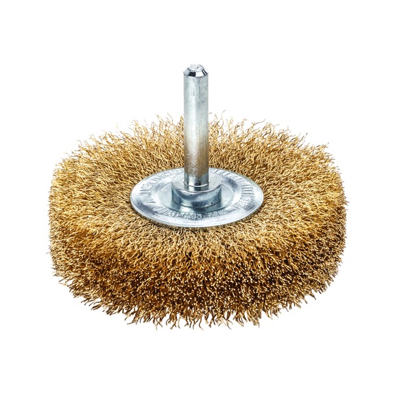 LESSMANN shank-mounted wheel brushes w/ crimped wire 415543 brass wire bristles - Shank-mounted wheel brushes with crimped wire