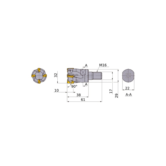 MITSUBISHI MATERIALS APX3000R325M16A MITSUBISHI, Wendeschneidplattenfr&auml;ser &Oslash;32 mm - APX3, Wendeschneidplattenfr&auml;ser