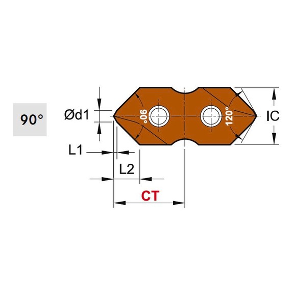 S9MT1203-090-NC2057 NINE9, Wendeplatte für ACE-Anbohrer AL(L) 90° - S9MT, ACE Anbohrer-Wendeschneidplatten