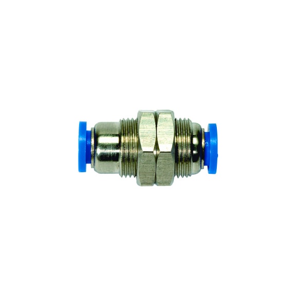 Straight Schott plug connection Blue series Plastic Nickel-plated brass 109812 - Bulkhead fitting, bulkhead connection (pneumatics)