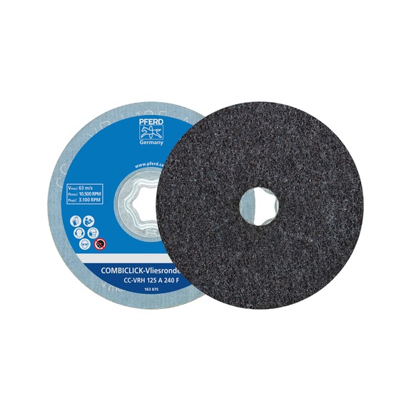 PFERD Combiclick CC hard non-woven disc, dia. 125 mm, corundum A, grain 240 F - COMBICLICK hard non-woven disc