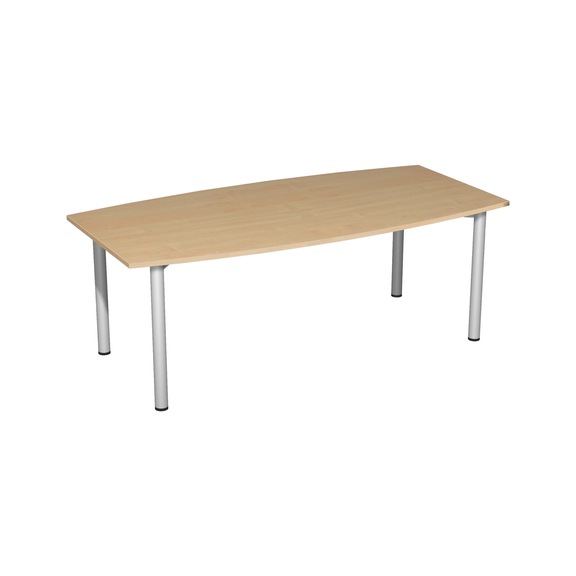 Table conf. en forme de tonneau, 2 000x800-1 200 po érable, 4 pieds tubulaires - Table de conférence en forme de tonneau avec 4 pieds tubulaires