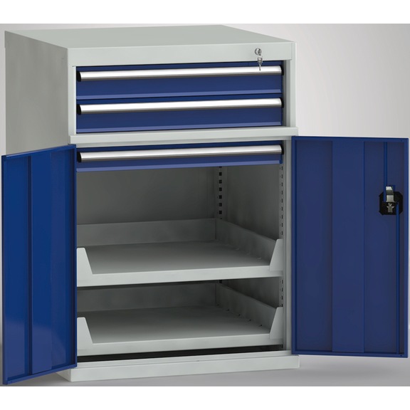 KLW Maschinenbeistellschrank 725x772x1000/1019 mm 3 Schubladen 2 Auszugstablare - Schubladenschrank (Lagereinrichtung, Werkstatt)