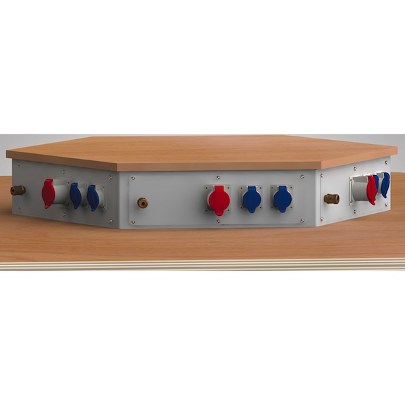 KLW energy attachment 6-corner à 2 socket outlets 230V 1 x 400V unwired, 1 compressed air - Socket outlet combination