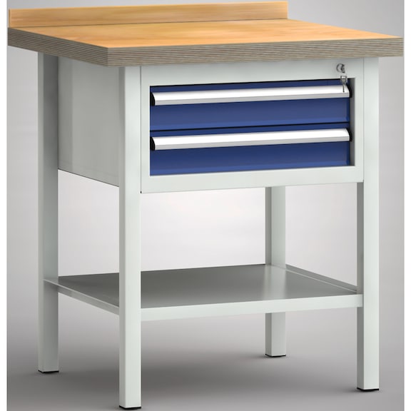 KLW Standard-Werkbank 750x700x840 Gehäuse 2 Schubladen WS057N-0750M40-E7022 - Werkbank