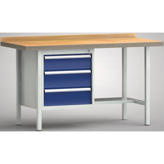KLW Ergo-Profi-Werkbank 1 Rückbrett, 1 Gehäuse 3 Schubladen WP118E-1500M45-E1631 - Werkbank