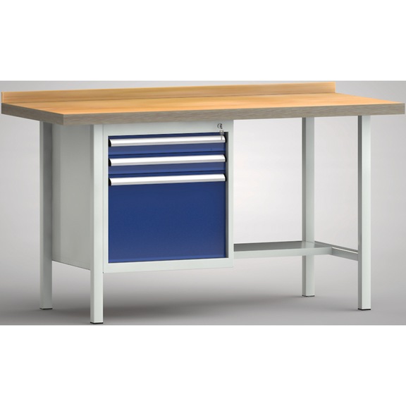 KLW Ergo-Profi-Werkbank 1 Rückbrett, 1 Gehäuse 3 Schubladen WP118E-1500M45-E7024 - Werkbank