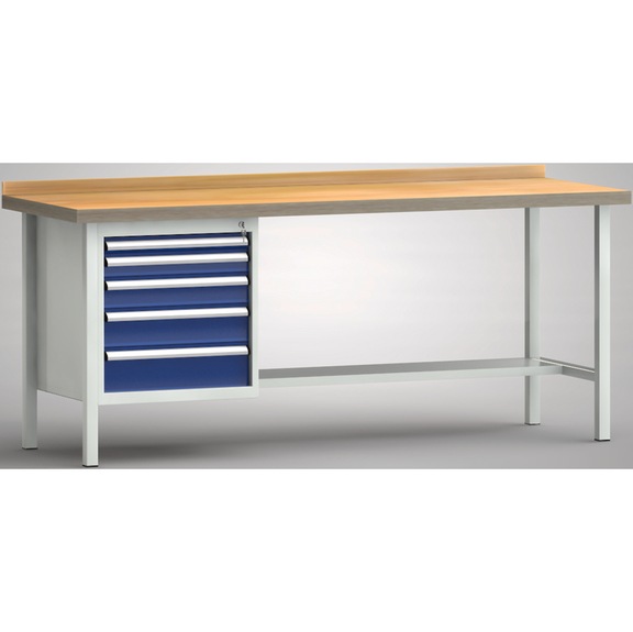 KLW Ergo standard workbench 2000x700x900 back board, 1 housing 5 drawers - Workbench