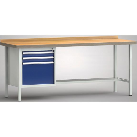 KLW Ergo-Profi workbench 1 back board, 1 housing 3 drawers WP118E-2000M45-E7024 - Workbench