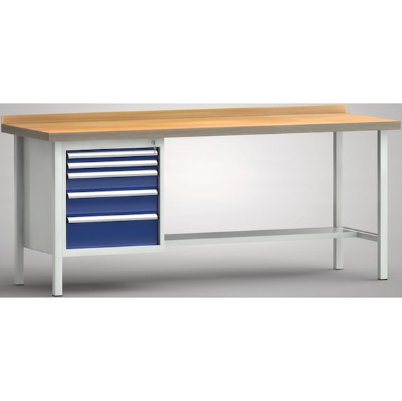 KLW Ergo-Profi workbench 1 back board, 1 housing 5 drawers WP118E-2000M45-E7028 - Workbench