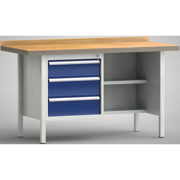 KLW Standard-Werkbank 1500x700x840 Gehäuse 3 Schubladen WS138N-1500M40-E1630 - Werkbank