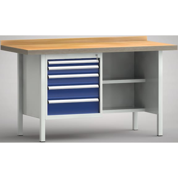 KLW Ergo-Standard-Werkbank Gehäuse 5 Schubladen WS138E-1500M40-E7023 - Werkbank