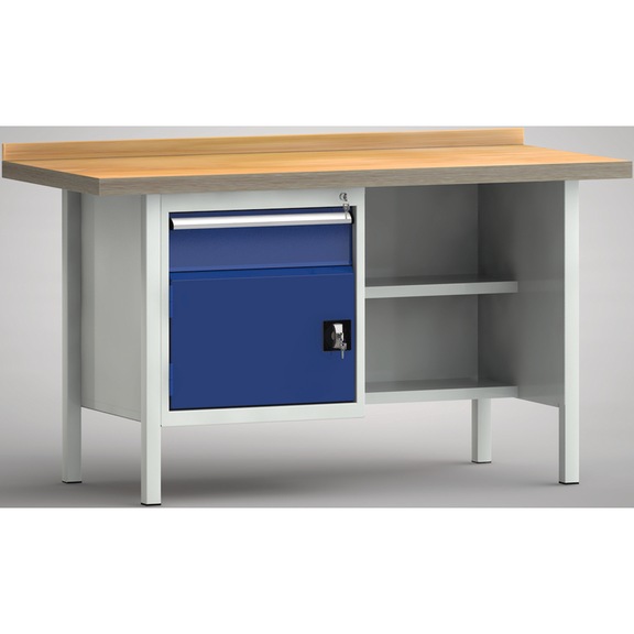 KLW Ergo-Profi-Werkbank 1 Gehäuse 1 Türe, 2 Schubladen WP138E-1500M45-E7031 - Werkbank