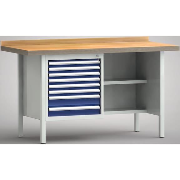 KLW Standard workbench 1500x700x840 Housing 8 drawers WS138N-1500M40-E7032 - Workbench