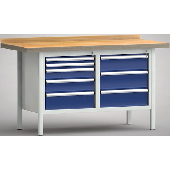 KLW Standard-Werkbank 1500x700x840 Gehäuse 8 Schubladen WS177N-1500M40-E1662 - Werkbank