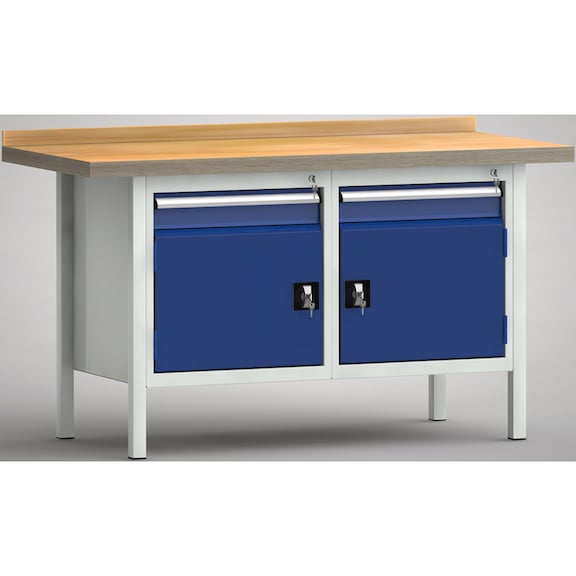 KLW Standard workbench Housing 2 doors, 2 drawers WS177N-1500M40-E7022 - Workbench