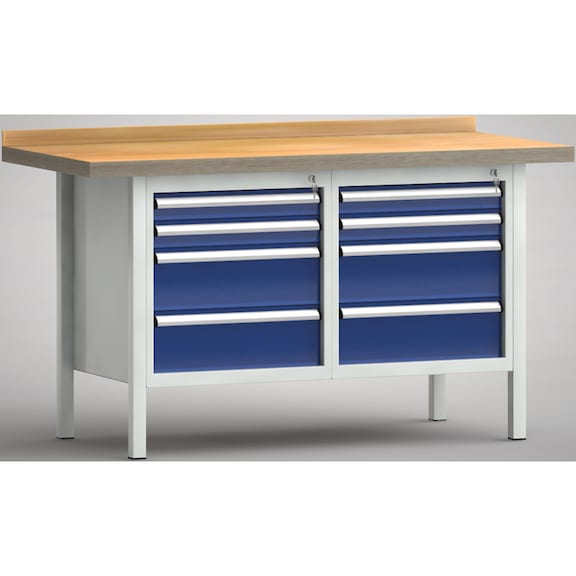 KLW Standard workbench 1500x700x840 Housing 8 drawers WS177N-1500M40-E7035 - Workbench