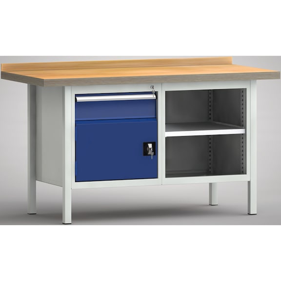 KLW Standard workbench 1500x700x840 Housing 1 door, 1 drawer - Workbench